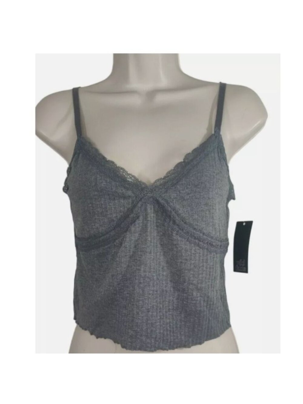 Wild Fable Women's Lace Trim Tiny Tank Top Heather Gray Xs